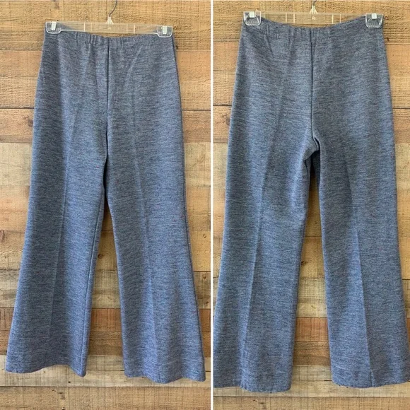 Vintage 1970’s Knit Pull On Wide Leg Bell Bottom Soft Comfy Pants Trousers - Picture 4 of 6